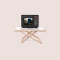 Height & adjustable desk riser in wood, ergonomic laptop stand for improved posture while working at home
