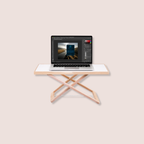 Height & adjustable desk riser in wood, ergonomic laptop stand for improved posture while working at home