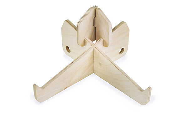 Freedesk Laptop Stand made of natural wood, designed for ergonomic laptop positioning and improved airflow.