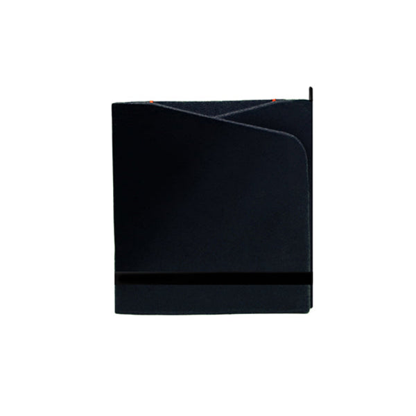 Freedesk Personal Space in black, shown in its folded form for easy portability and compact storage.