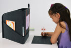 Freedesk Personal Space in Black creating a private study environment.